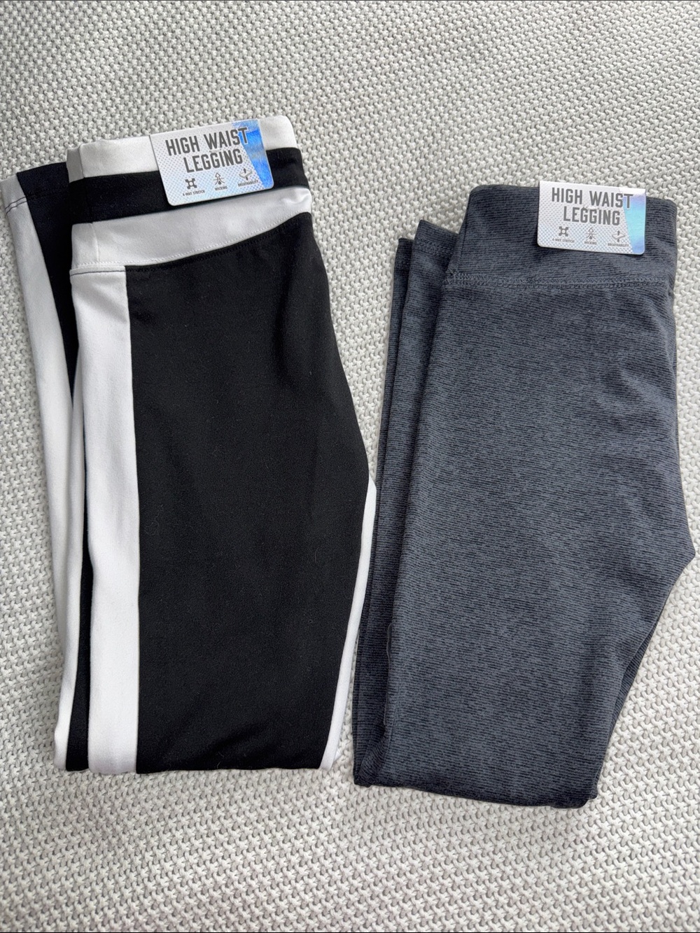 Bundle Justice Black Girls' Leggings with Gray Logo Patch